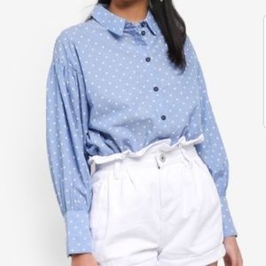 TOPSHOP  Chambray Star print Blouse.. SZ 6